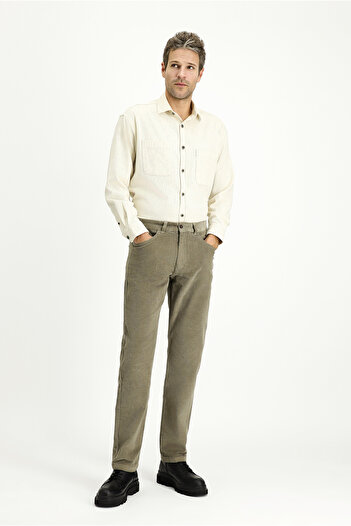 Kiğılı Regular Fit Lycra Velvet Trousers