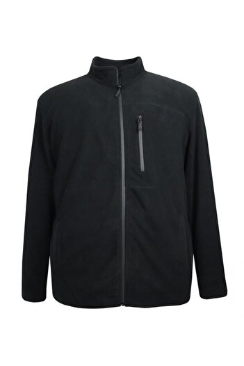 marufshop Plus Size Zippered Fleece Sweatshirt Black