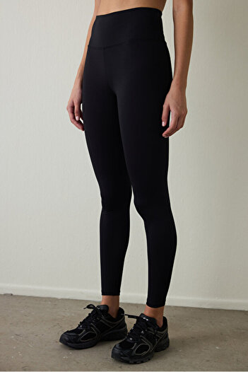 CRNSSWİMWEAR Γυναικείο μαύρο κολάν με ψηλόμεσο κορσέ που δεν διαφανεί