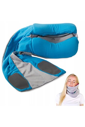 zola Comfortable travel pillow, for neck, blue/grey, 22x67 cm