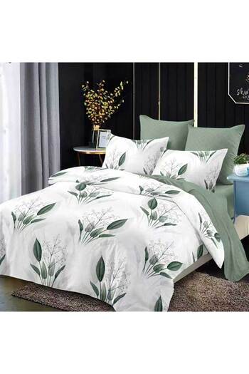 Patul Bubmac Finet Linen, Sulphur, Double Bed, 2 Persons, 6 Pieces - Flower Pattern