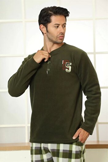emosavm Moda Polar Men's Pajama Set Khaki