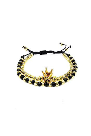 velve Queen set, two unisex bracelets, with stainless steel balls and zirconium crystals, Bracelets