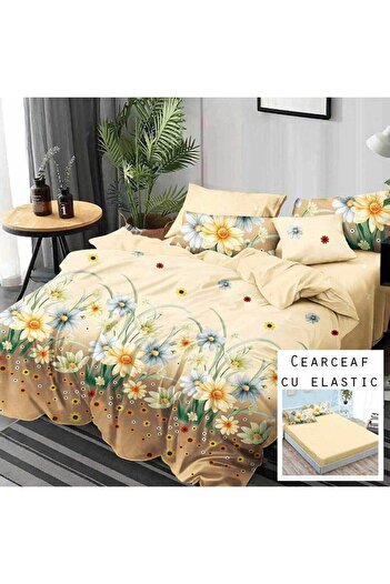 Patul Bubmac Finet Linen, Sulphur, Double Bed, 2 Persons, Fitted Sheet, 6 Pieces