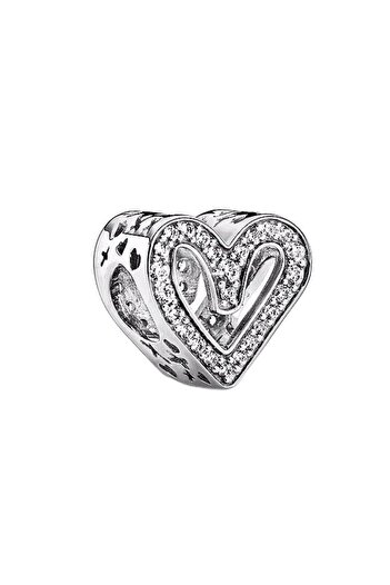 MUMMY CONCEPT Asymmetrical Zircon Stone Heart Charm