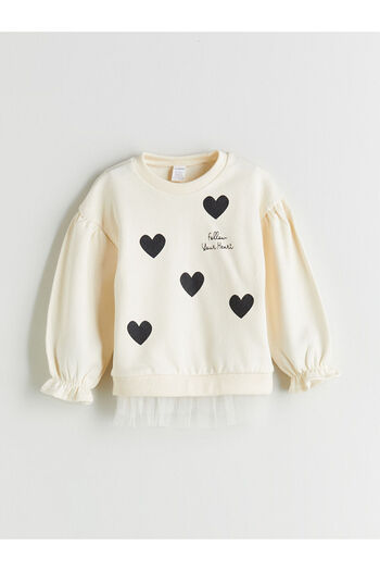 LC Waikiki New Season Crew Neck Printed Thick Girls' Sweatshirt