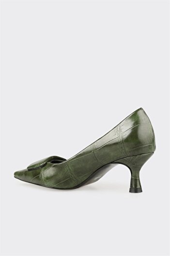 Elle Shoes Yeşil Kadın Orta Topuk Ayakkabı