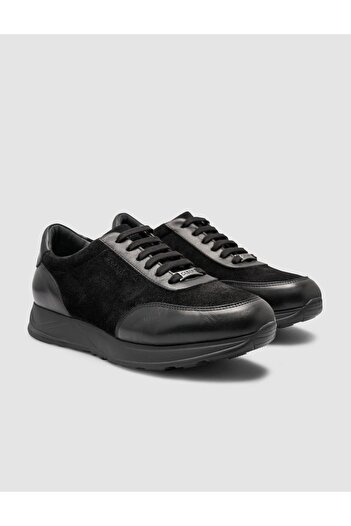 Cabani 100% Genuine Leather Black Men's Suede Detailed Sports Shoes