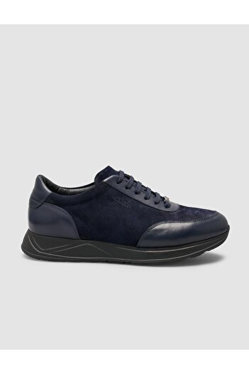Cabani 100% Genuine Leather Navy Blue Suede Detailed Sports Shoes