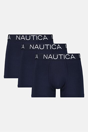 Nautica Men 3 Pieces Brand Logo Trunks, Navy Blue