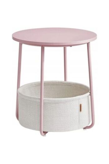 Mercaton Round table with storage basket, pink and white, 45×50 cm,