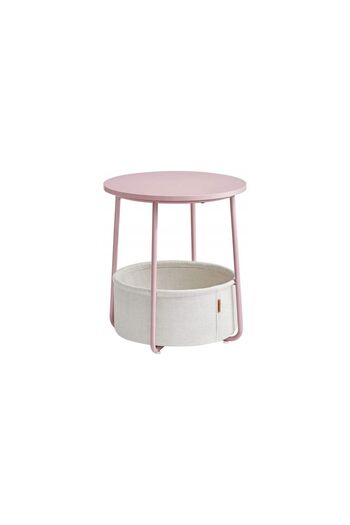 Mercaton Round table with storage basket, pink and white, 45×50 cm,