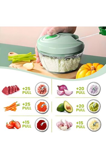 Generic Vegetable Chopper Manual Food Chopper with Container, Hand Pull String Veggie Cutter