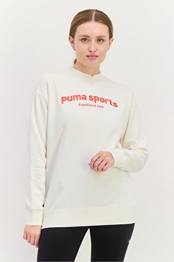 Puma Women Sportswear Fit Long Sleeves Outdoor Sweatshirt, Off White