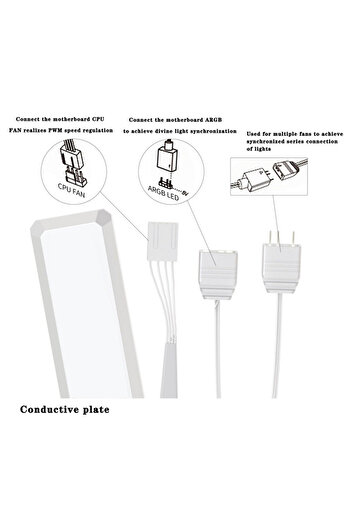 Choice A-RGB Other White Forward 3PCS ICE Whale WX-1 Wire-Splicing PC Case Cooling Fan ARGB Mirror Cycle Li