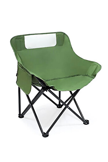 AGD Folding Camping Hiking Travel Chair, Heat Resistant Oxford Fabric, Side Storage Pockets, Green
