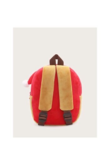 KAKOO Animal backpack, plush, for kindergarten, Reindeer, Red with Brown, 26 x 24 x 10 cm