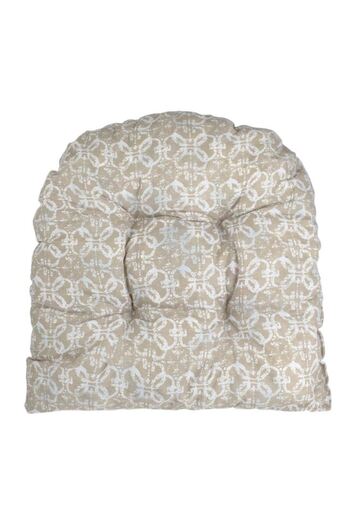 DavidaHome Floor cushion, beige with white, horseshoe shape, 45x50x12 cm