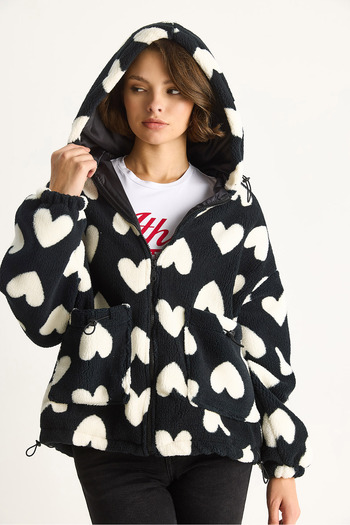 Bianco Lucci Women's Heart Hooded Oversize Plush Coat Ri00001 60283537