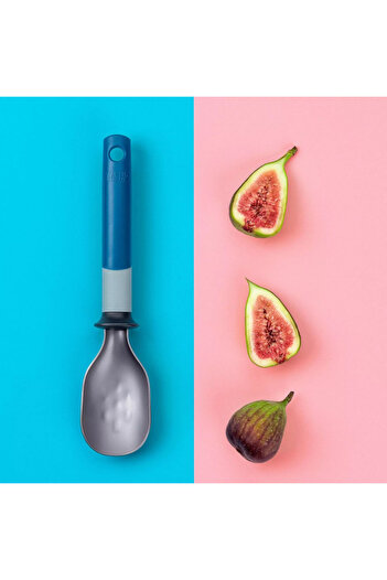 Tasty Ice Cream Spoon 678024, Non-slip rubber handle, Stainless steel, 23.5 cm, Blue