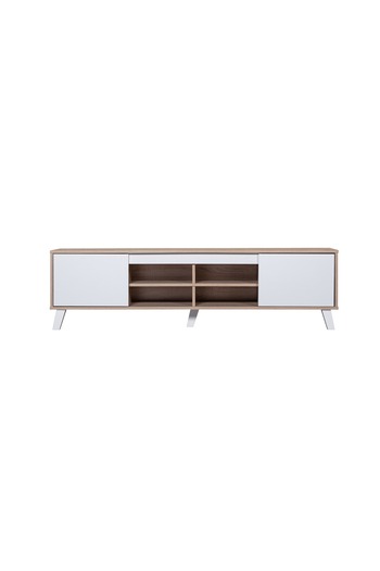 BAITY TV Table with 4 Shelves and 2 Drawers, 160 cm, Wooden & White
