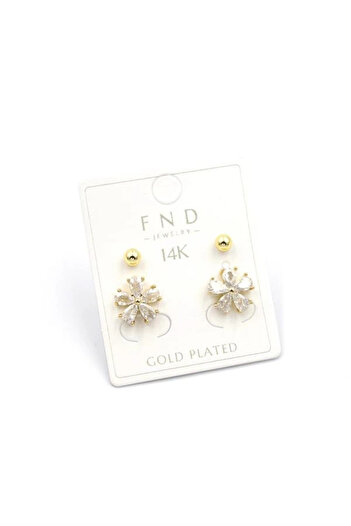 shopwave Multiple Flower Earrings - Gold
