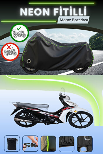 Cemku Shine Black Rear Bag and Lock Compatible Neon Corded Rks Next 50 Compatible Motorcycle Tarpaulin