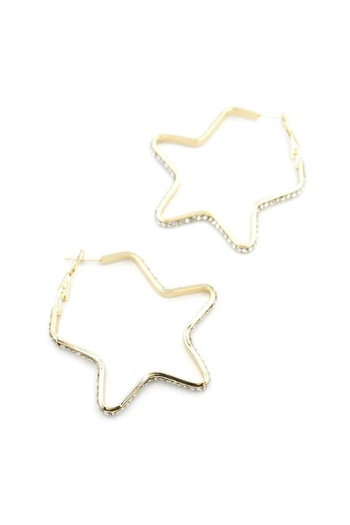 shopwave Stoned Star Hoop Earrings - Gold