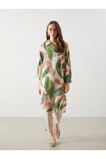 LC Waikiki Lcwaikiki Classic Khaki Patterned Women's Shirt Tunic