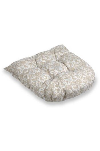 DavidaHome Floor cushion, beige with white, horseshoe shape, 45x50x12 cm