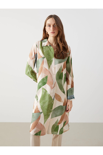 LC Waikiki Lcwaikiki Classic Khaki Patterned Women's Shirt Tunic