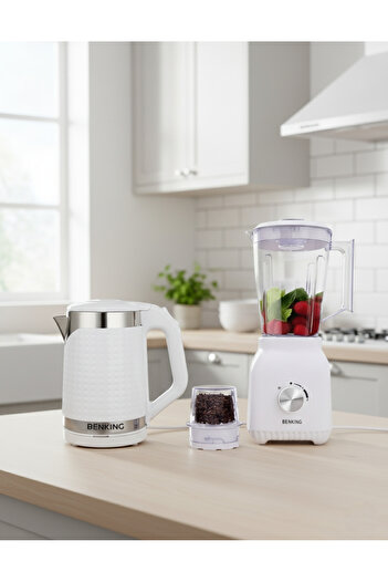 BENKING 3-in-1 Kitchen Appliance Set Electric Kettle + 2-in-1 Blender & Juicer