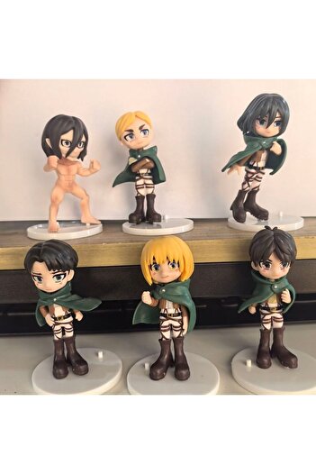 BANDAI pack by bag 1 6pcs/set Attack on Titan Anime Eren Levi Hange Zoe Erwin Smith Mikasa Ackerma PVC Acti