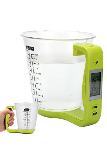 zola Graduated cup with thermostat and built-in scale, LED display, 1000 g, TARE function