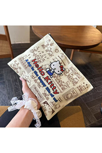 Miniso A Sanrio Hello Kitty Girls Cosmetic Bag Cute Cartoon KT Cat Storage Bag Pencil Case Stationery Coin.
