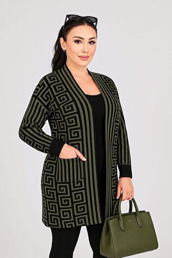 Home 1020 - endless stripe fabric trim button pocket cardigan
