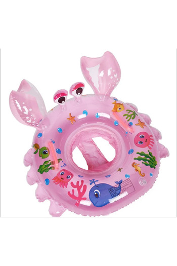 Choice Pink Baby Swimming Ring Water Toys Cartoon Crab Shape with Mesh Seats Indoor Outdoor Pool Bathroom C