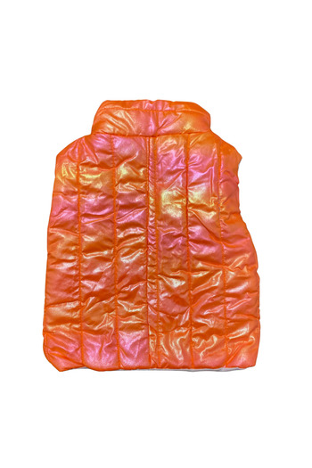 OEM Children's thick orange holographic vest with yellow zipper