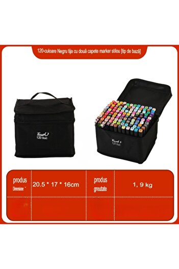 EBA Set 120 Professional Markers Arvada Color Magic, Alcohol-Based, Double Tip 1mm-6mm, Black