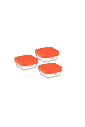 ORIAN Set of 3 small thermal glass containers with lids, multi-colored, 200 ml