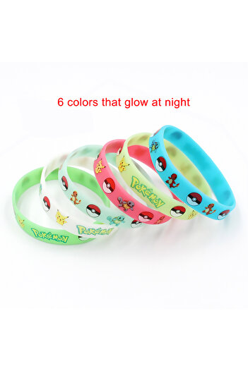 Choice 6pcs Pokemon Luminous Bracelet Anime Pocket Elf Pikachu Cartoon Silicone Glow In The Dark Wristband