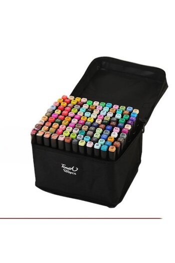 EBA Set 120 Professional Markers Arvada Color Magic, Alcohol-Based, Double Tip 1mm-6mm, Black