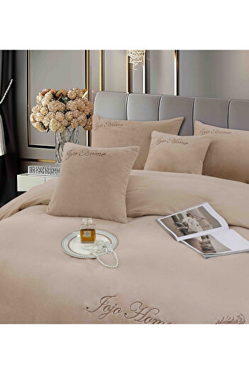 JOJO HOME Bed linen, Cocolino Rabbit Fur type, 2 Persons, 6 Pieces, with ELASTIC, Brown