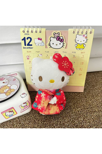 Miniso 3 New Sanrio Kimono Hello Kitty Plush Doll Keychain Cartoon Cute Kitty Cat Plush Keychains Bag Dec.