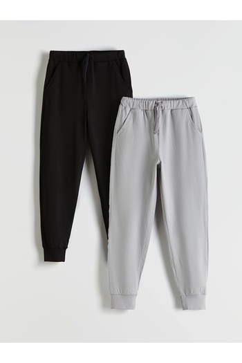 LC Waikiki Lcw Kids Black Elastic Waist Boys Jogger Tracksuit Bottom 2 Pcs