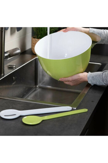 Trebonn Set of 2 salad utensils 1524141, 27.5cm, Melamine, White/green