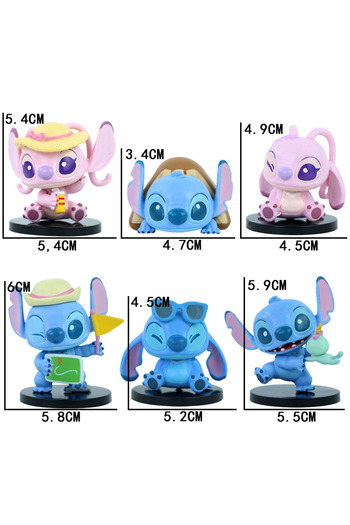 Miniso 6pcs-no box 6Pcs/set Genuine Stitch Figure Kawaii Go Camping Series Cute Stitch Action Figure Model
