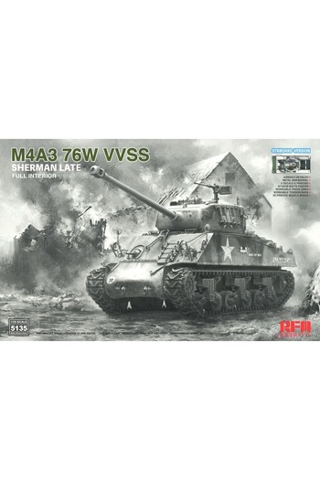 Choice مجموعة نموذج دبابة Ryefield المجمعة البلاستيكية Rm-5135 M4A3 76W VVSS Sherman Latina (مع مجموعة داخلية...