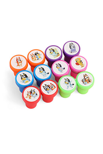 Choice 1 12 Pcs/Set Bluey Bingo Seal Lucky Socks Chilli Bandit Anime Figure Colorful Pattern Printing Sta.