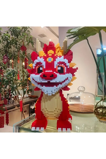 Choice 8843 8150 Piece Red Chinese Dragon 3D Assembly Set, Perfect Holiday Gift and Seasonal Display - Suit